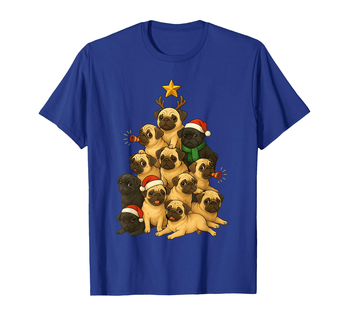 Merry Pugmas Tree Funny Pug Dog Christmas Tree Kids Pug Dogs T-Shirt