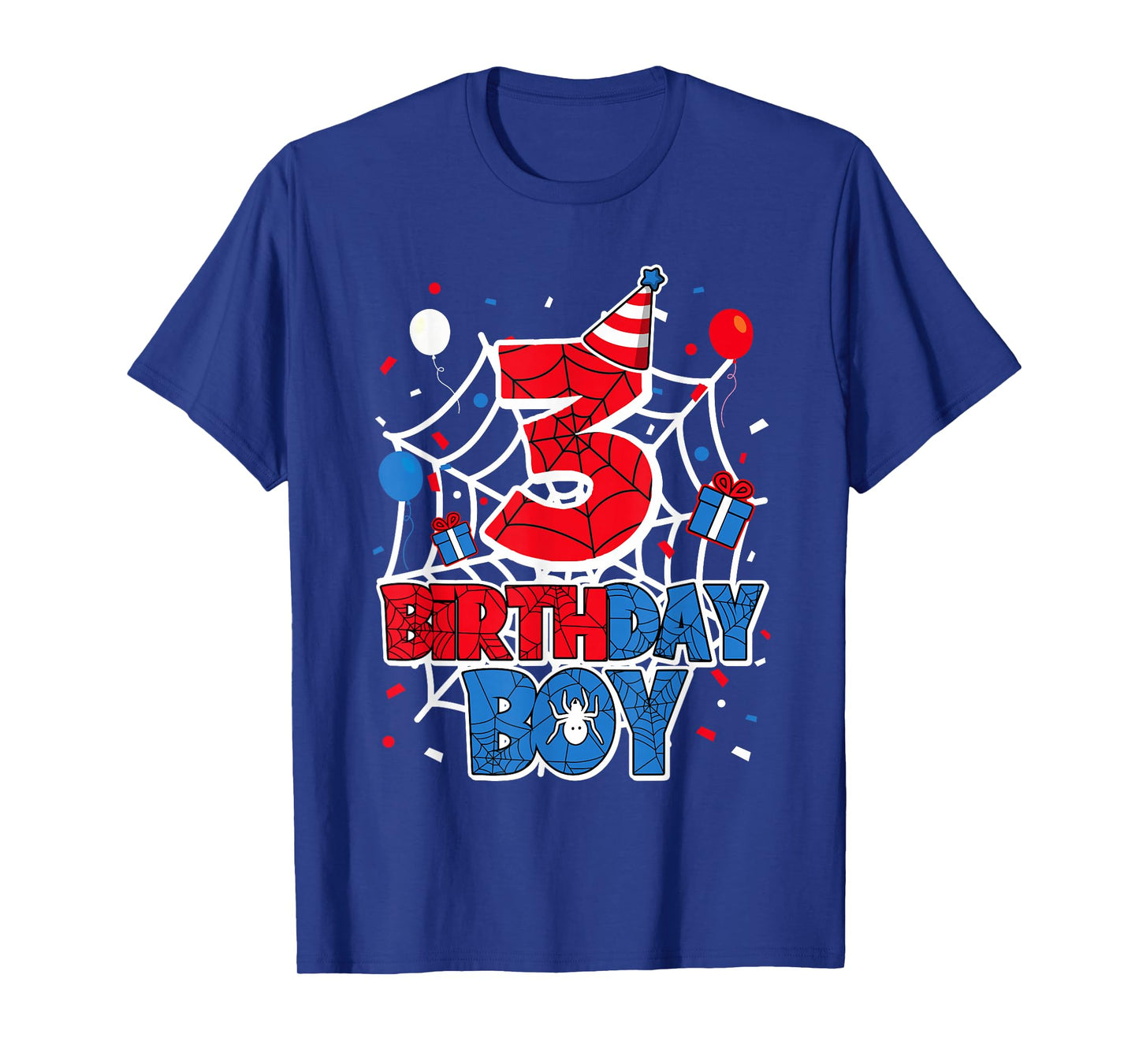 Birthday Boy 3 Year Old Spiders 3rd Birthday Kids T-Shirt