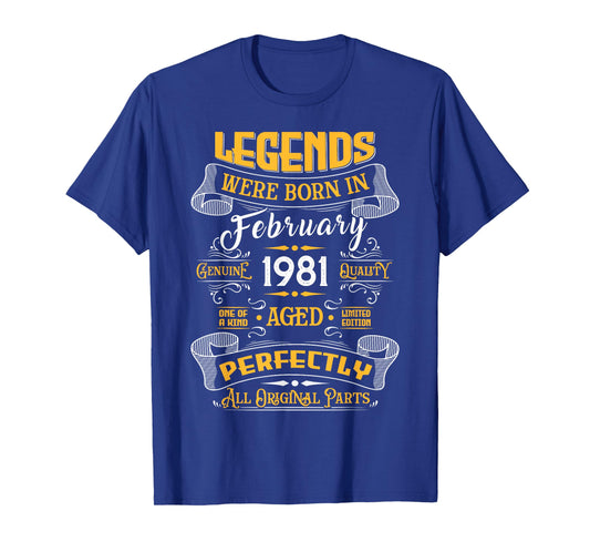 Legend February 1981 Vintage 45th Birthday Tees Made in 1981 T-Shirt