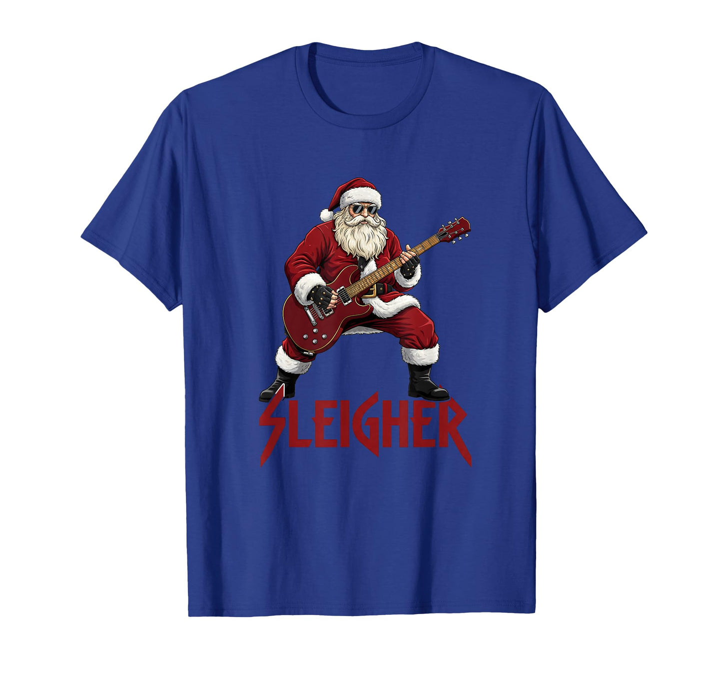 Christmas Sleigher Heavy Metal Santa Rock On Xmas T-Shirt
