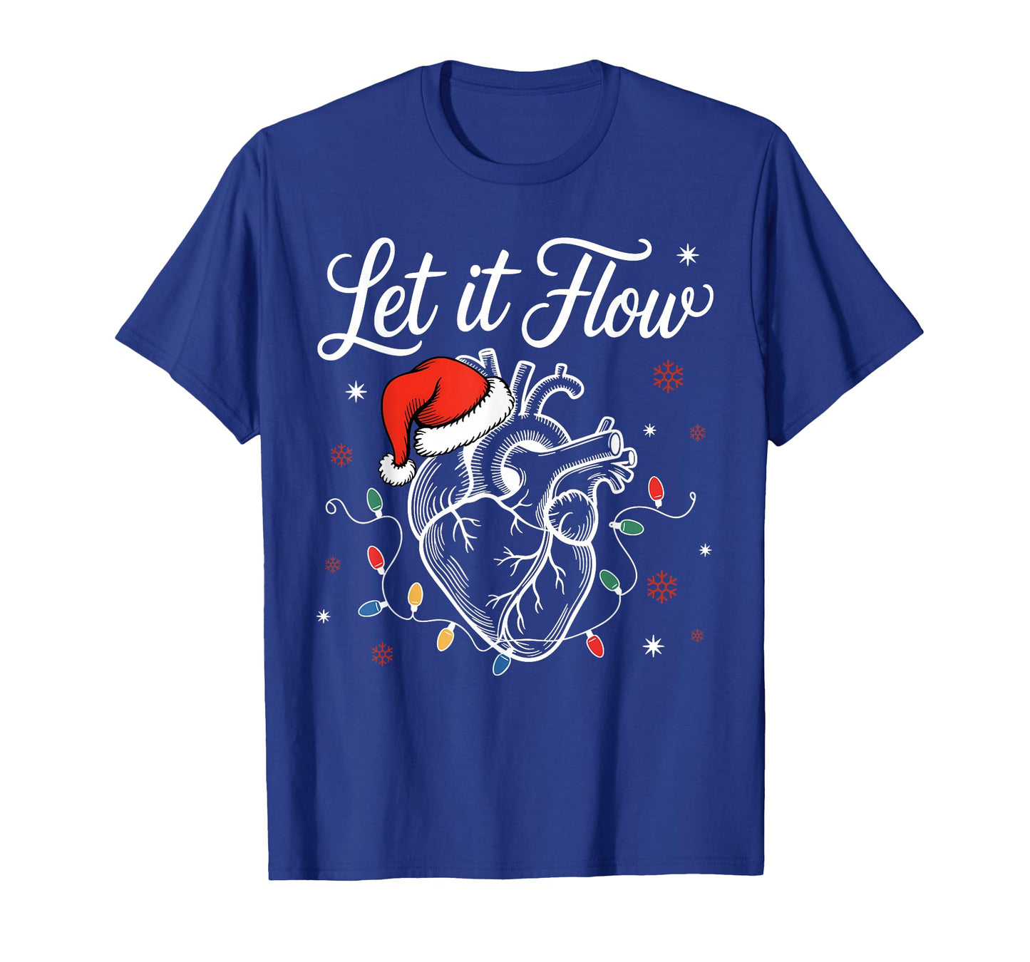 Funny Santa Hat Let It Flow Anatomy Heart Cardiac Nurse Xmas T-Shirt
