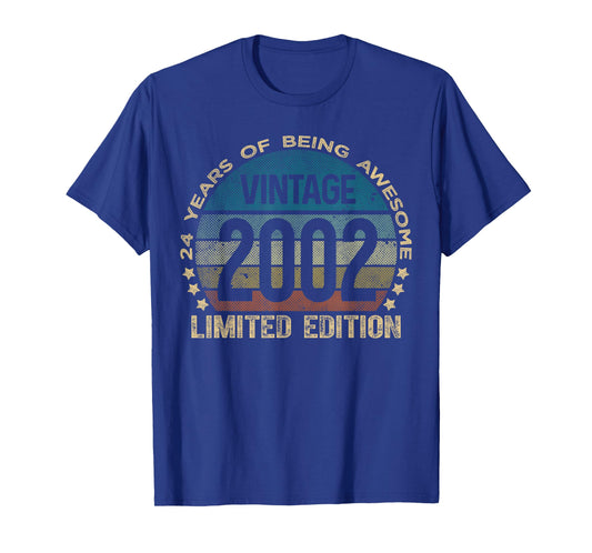 24 Year Old Gifts Vintage 2002 Limited Edition 24th Birthday T-Shirt