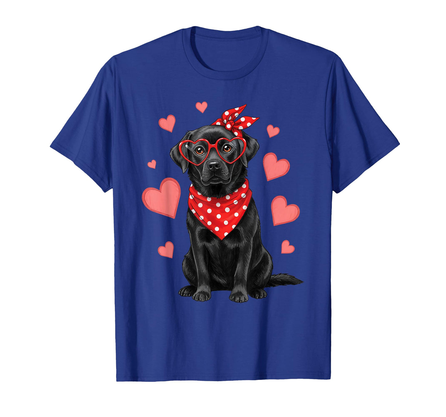 Labrador Dog Valentines Day Cute Heart Glasses Dog Lover T-Shirt