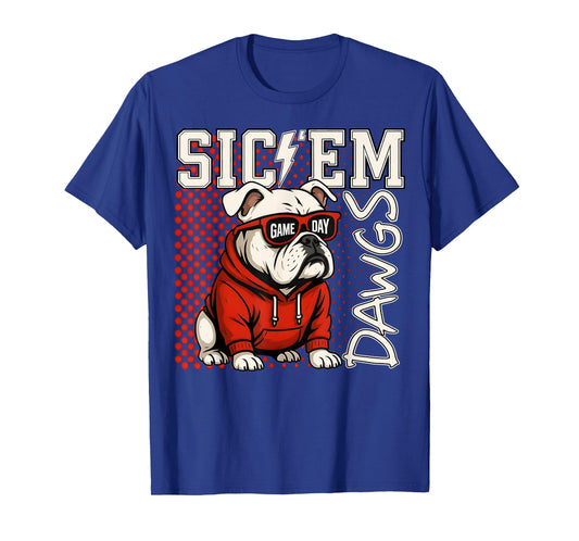 Sic Em Dawgs Funny Bulldog Name Game Day Gift Men Women Kids T-Shirt