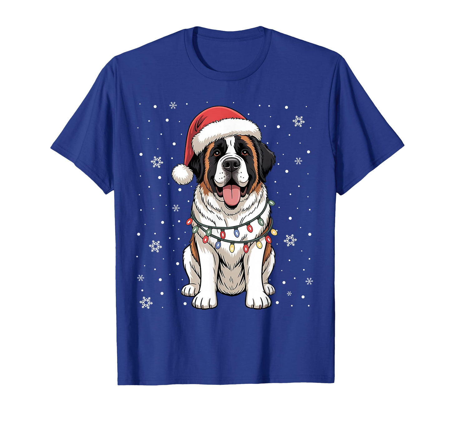 Santa Xmas Lights Dog Lover Owner Saint Bernard Christmas T-Shirt