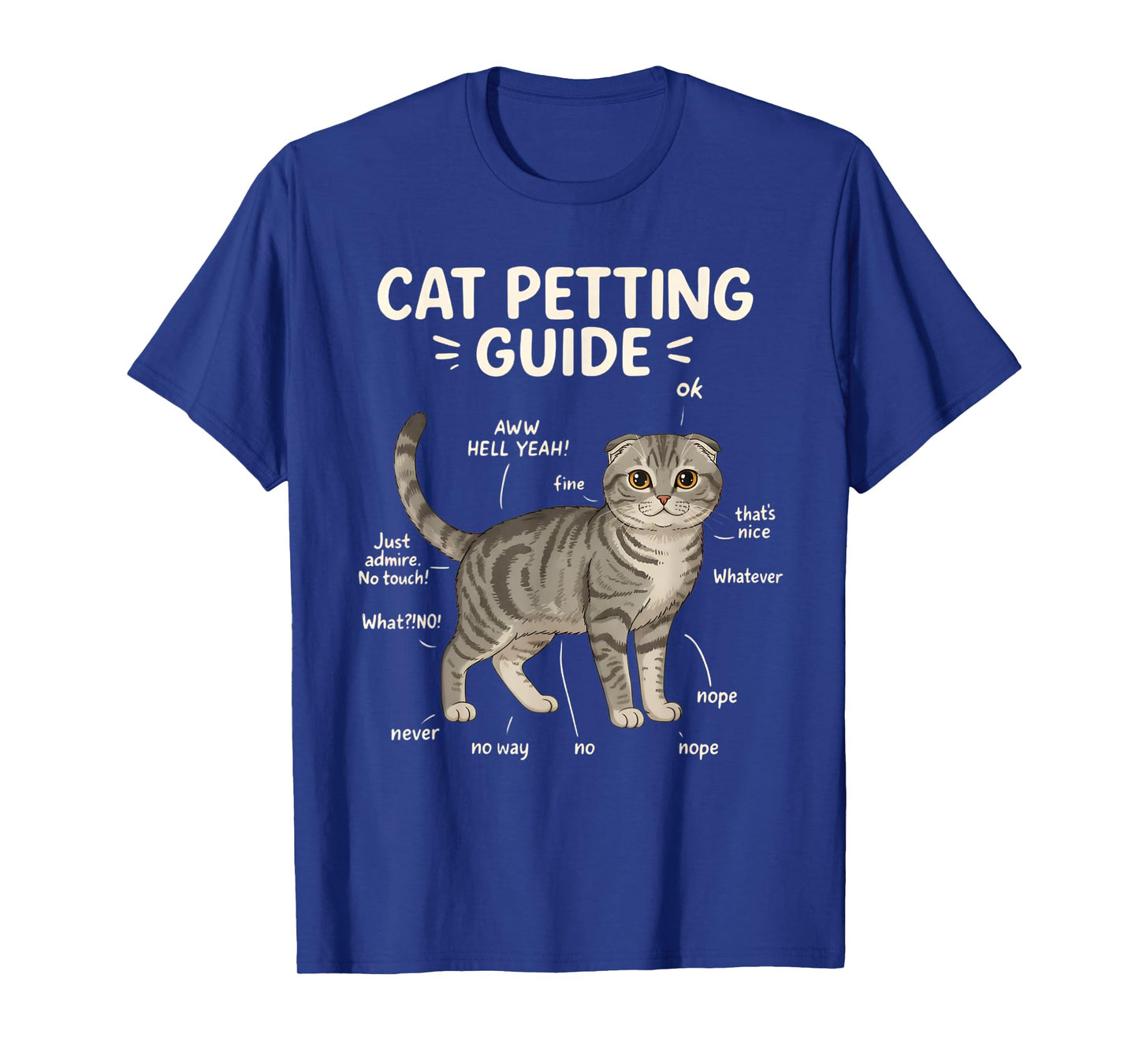 Scottish Fold Cat Petting Guide Funny Cat Lover T-Shirt