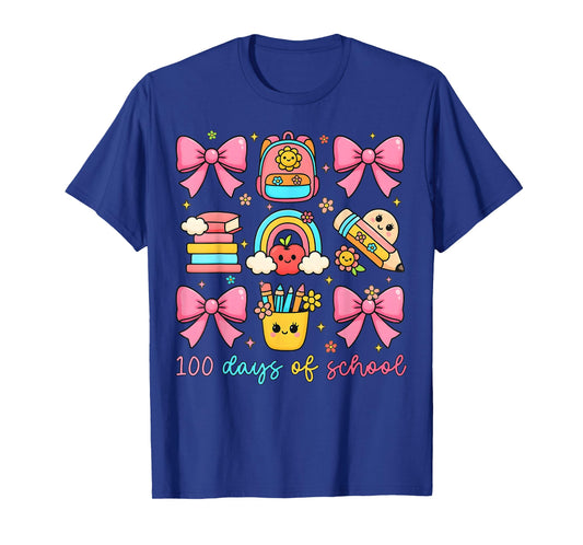 Coquette Bow 100th Day of School 100 Days Teacher Girls T-Shirt
