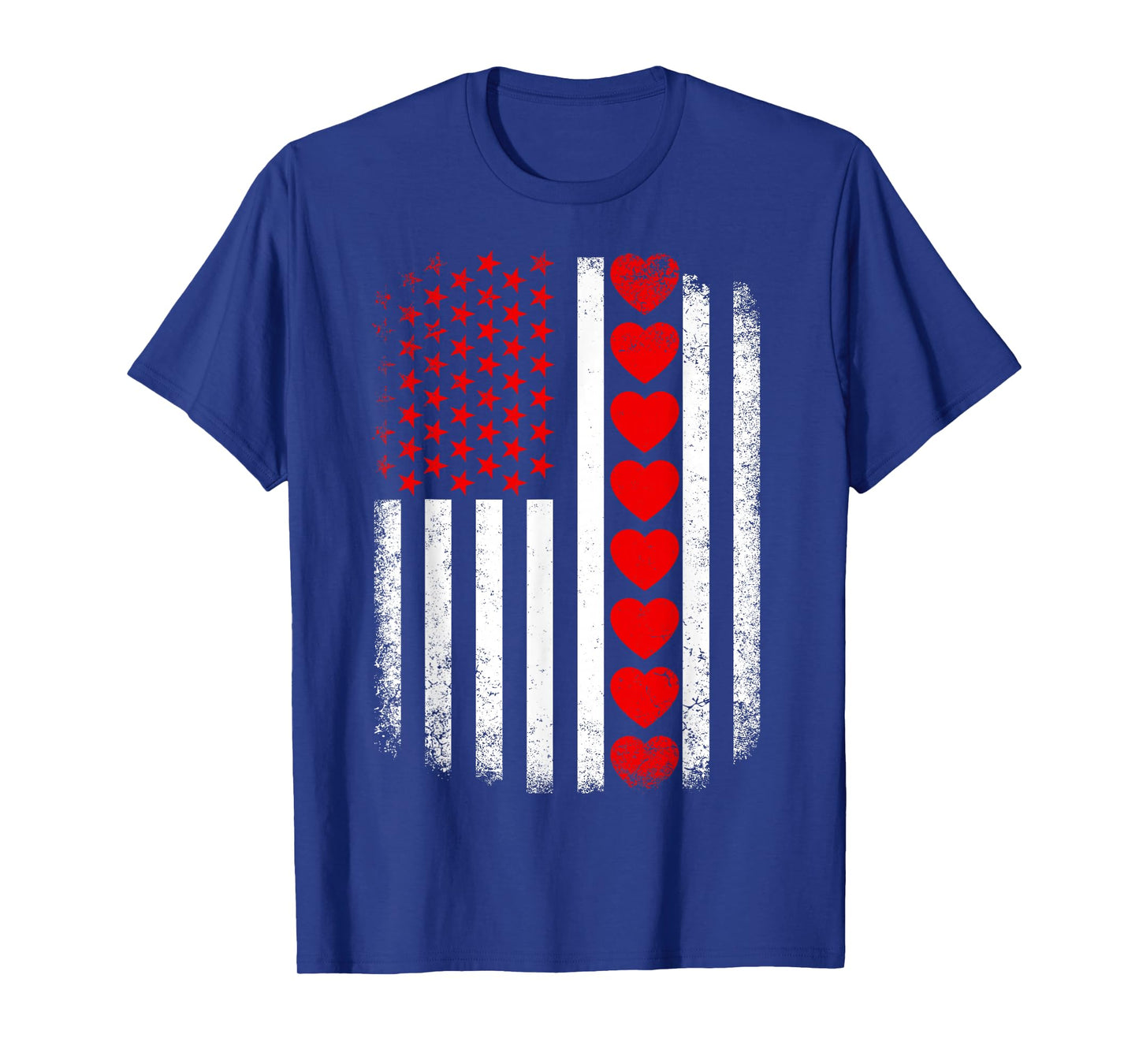 Vintage Valentines Day American Flag Hearts Mens Boys Kids T-Shirt