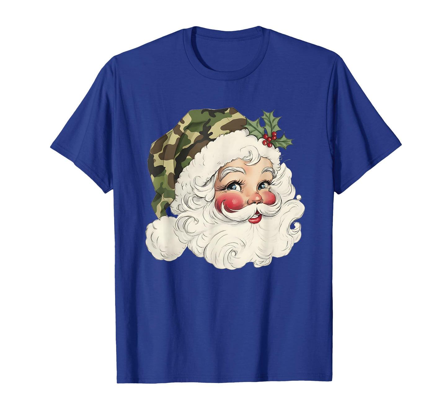 Santa Claus Wearing Camouflage Xmas Camo Satna Hat Christmas T-Shirt