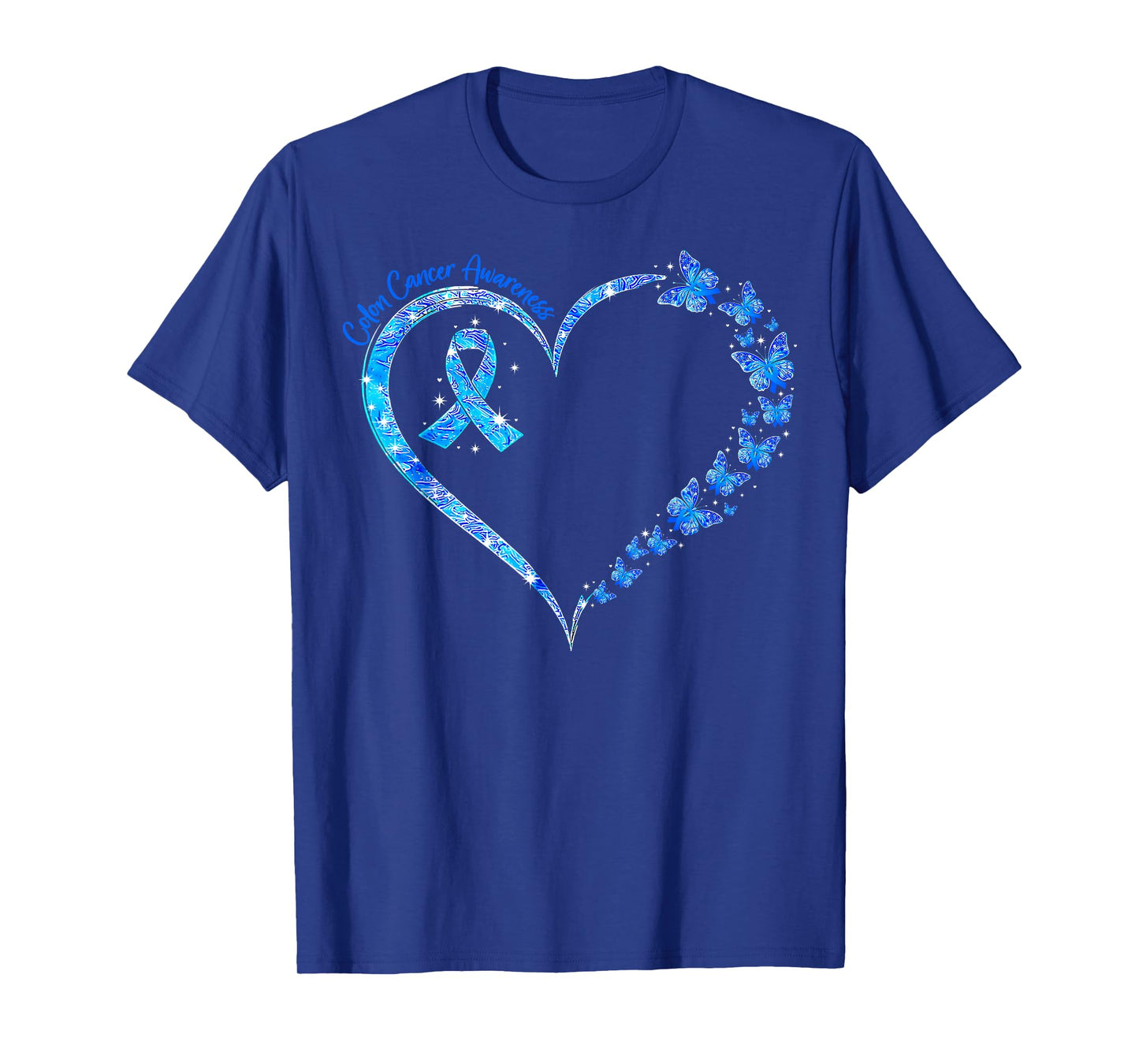 Blue Ribbon Sunflower Colorectal Colon Cancer Awareness T-Shirt