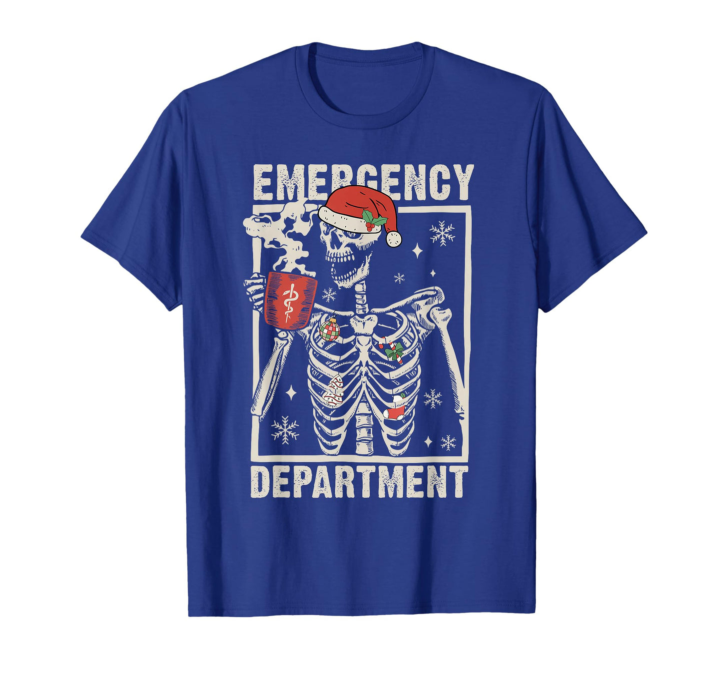 Emergency Department Skeleton Coffee ER Nurse Christmas T-Shirt