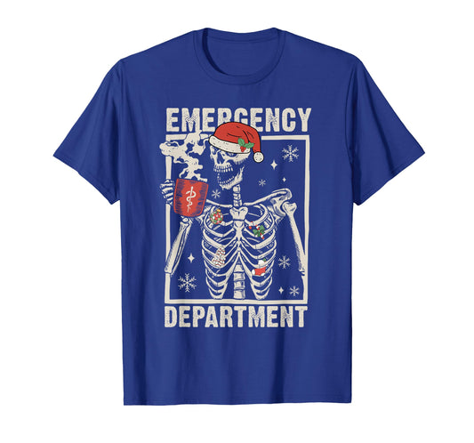 Emergency Department Skeleton Coffee ER Nurse Christmas T-Shirt