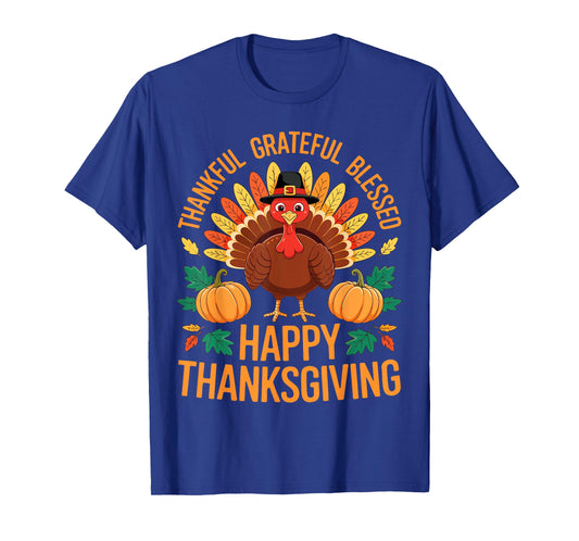 Thankful Grateful Blessed Happy Thanksgiving Shirt Family T-Shirt