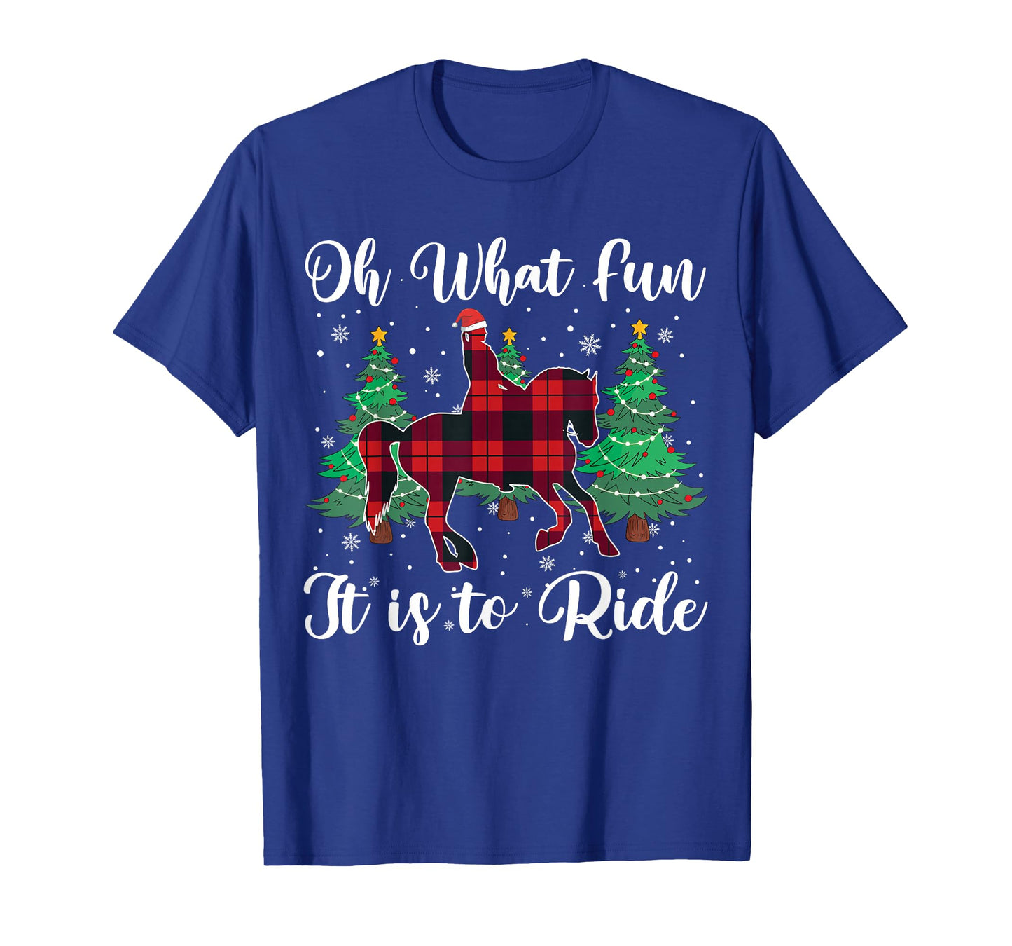 Red Buffalo Plaid Horse Oh What Fun It is to Ride Christmas T-Shirt