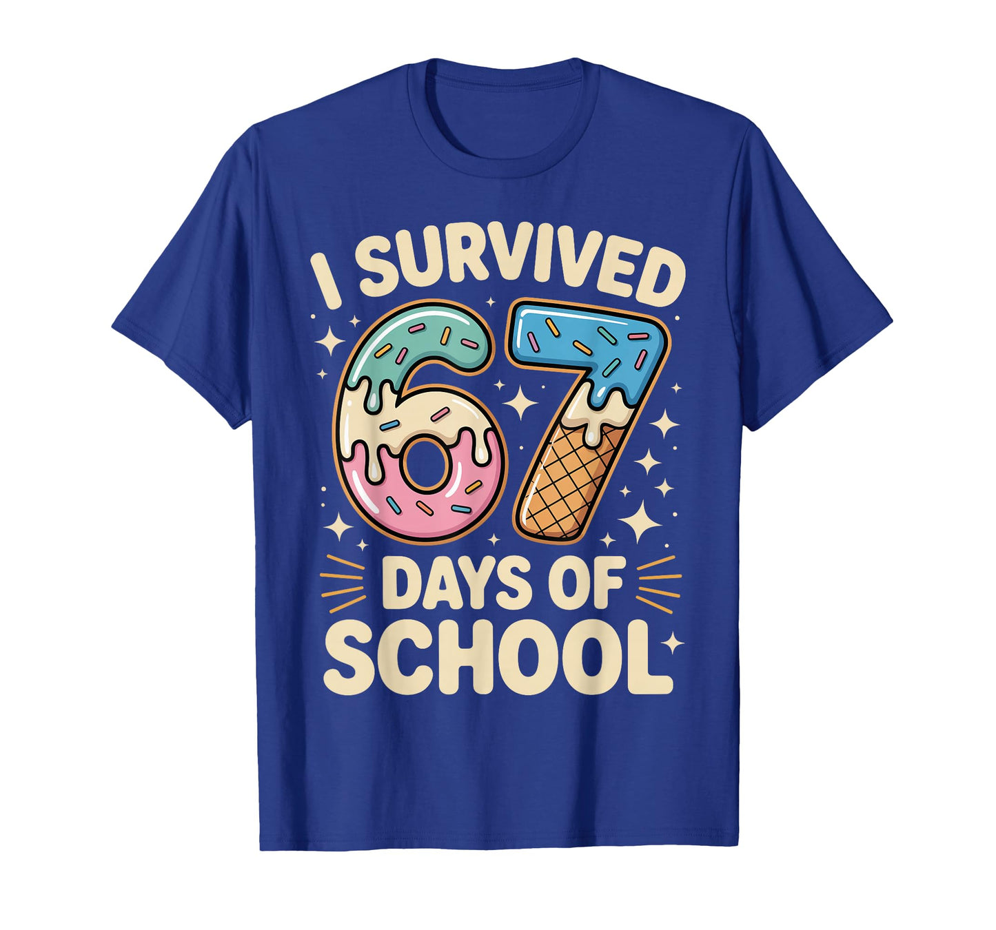 I Survived 67 Days of School with a Funny Ice Cream Design T-Shirt