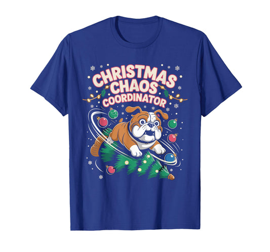 Christmas Chaos Coordinator Xmas Puppy Funny Bulldog T-Shirt