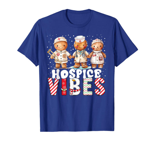 Hospice Vibes Nurse Gingerbread Xmas Stethoscope Christmas T-Shirt