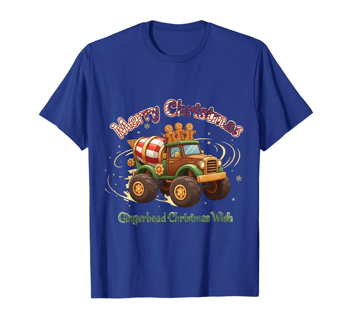 Merry Christmas Kids Gingerbread Monster Truck Holiday T-Shirt