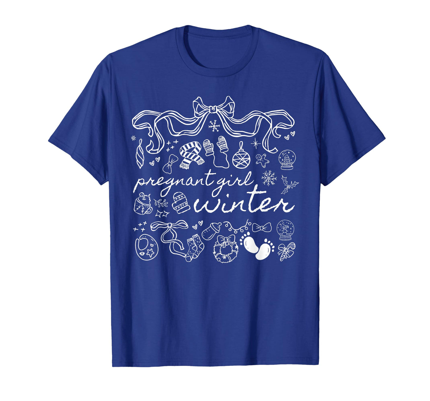 Coquette Pregnant Girl Winter Pregnancy Announcement Xmas T-Shirt
