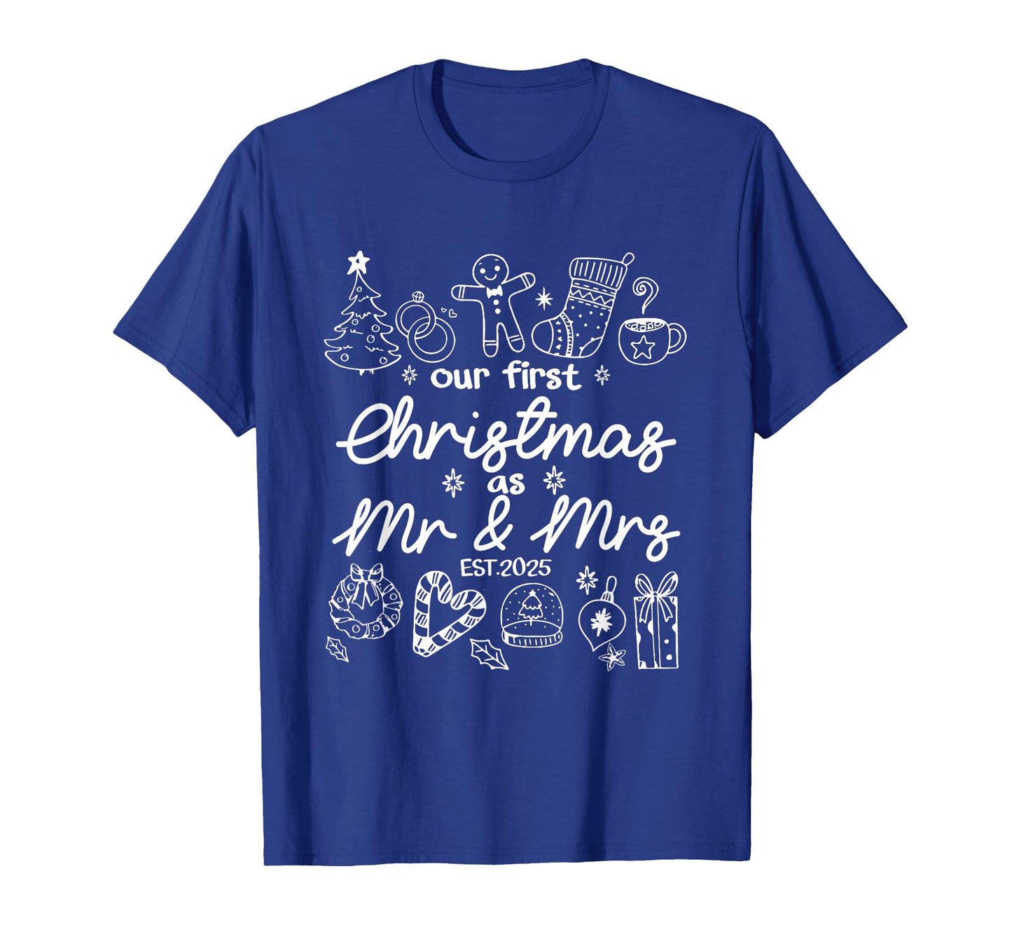Our First Christmas As Mr & Mrs 2025 Married Couples Pajamas T-Shirt
