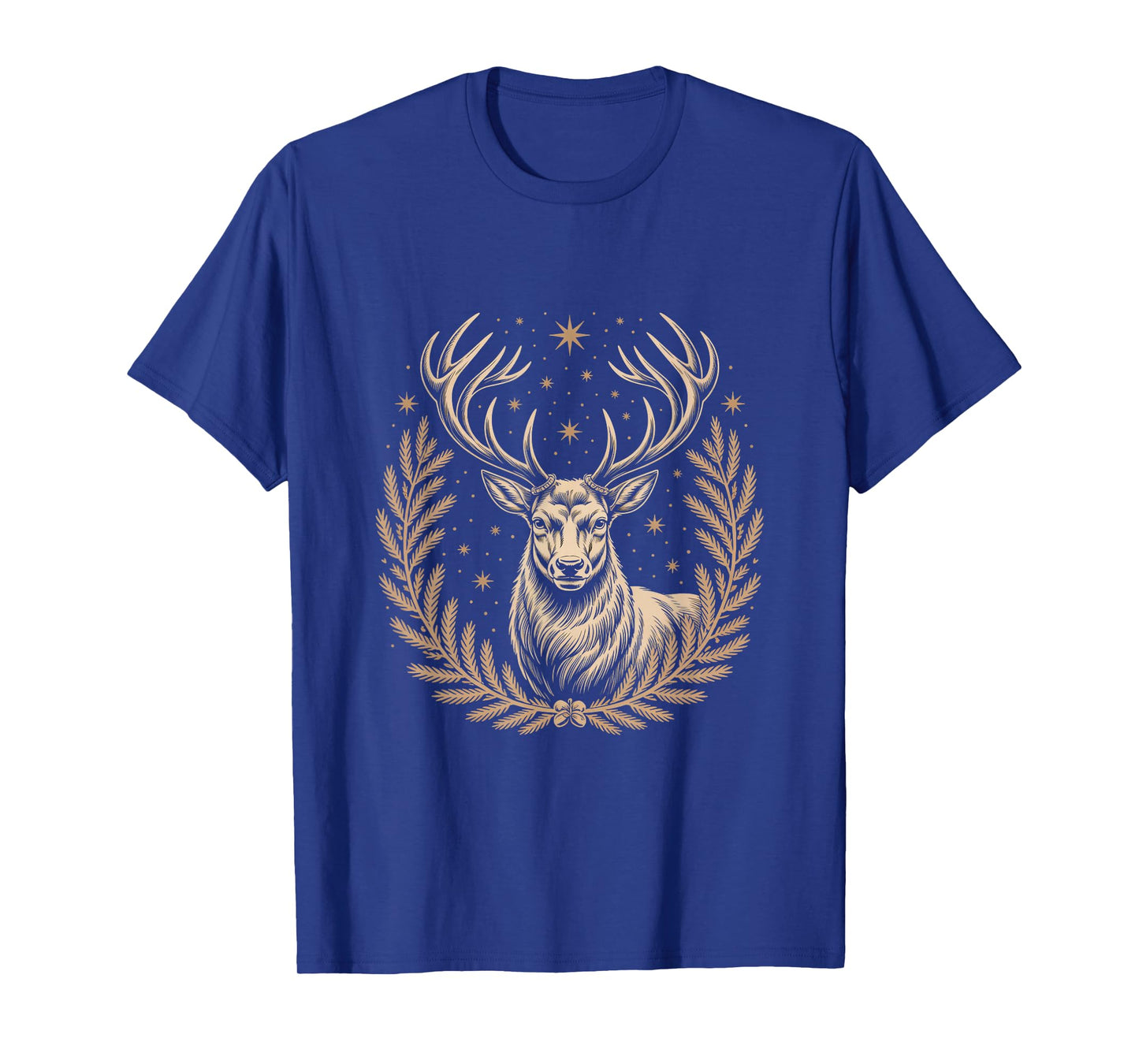 Majestic Stag with Antlers Stars Laurel Wreath T-Shirt