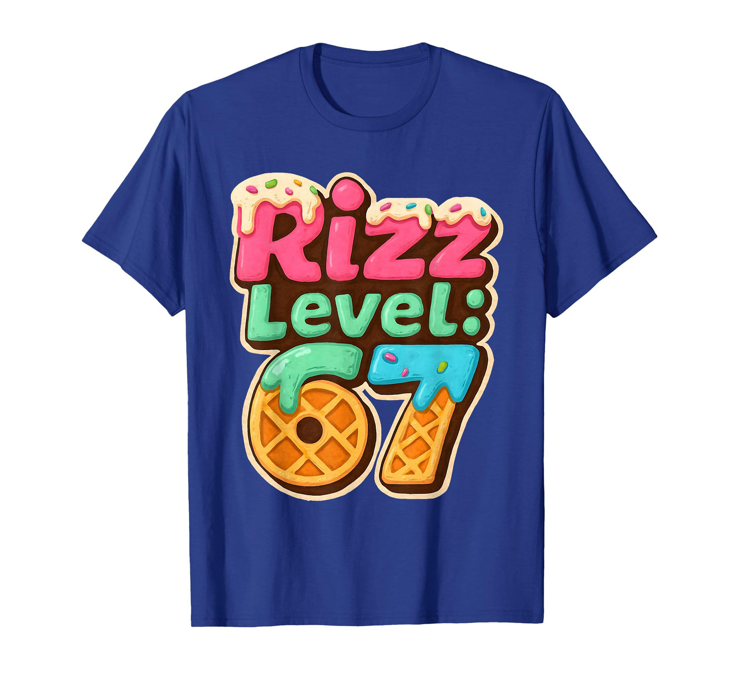 Funny Rizz Level 67 Ice Cream Gamer Style Graphic T-Shirt