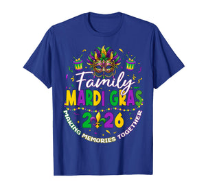 2026 Family Mardi Gras Mask Fleur De LYS Beads Carnival T-Shirt