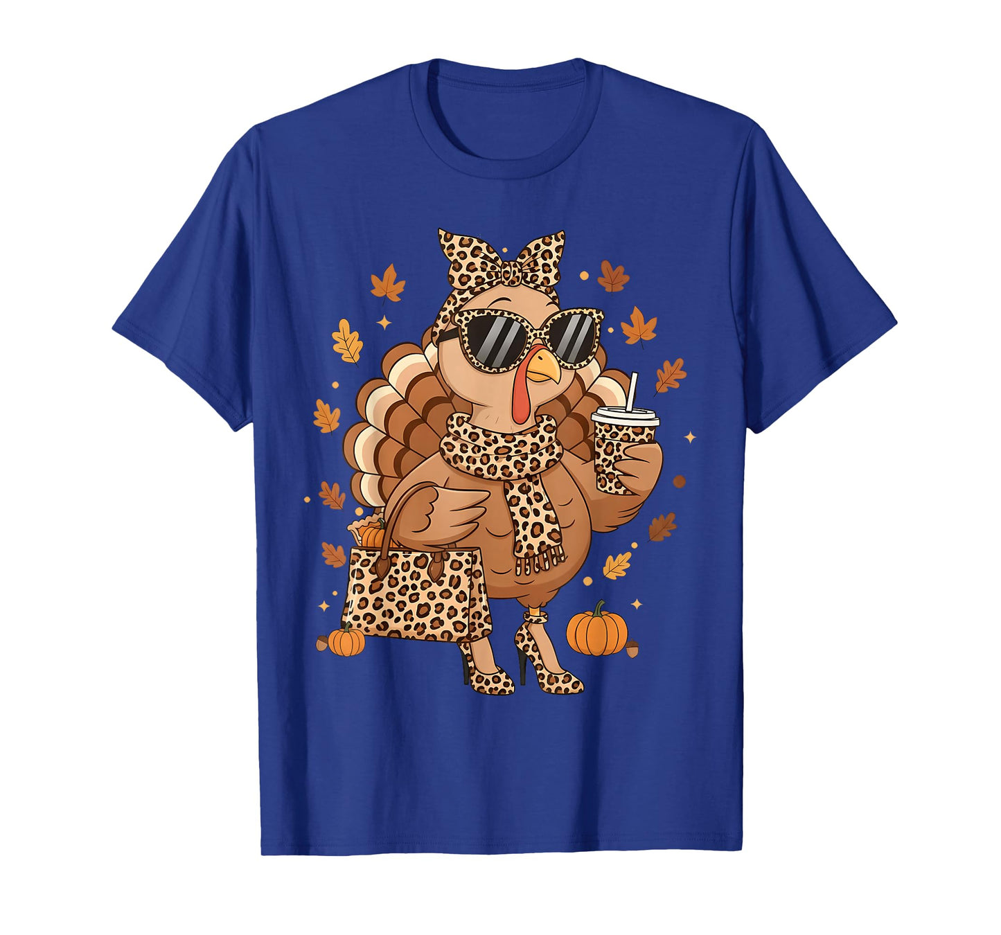 Boujee Turkey Coffee Leopard Thanksgiving Fall Turkey Season T-Shirt