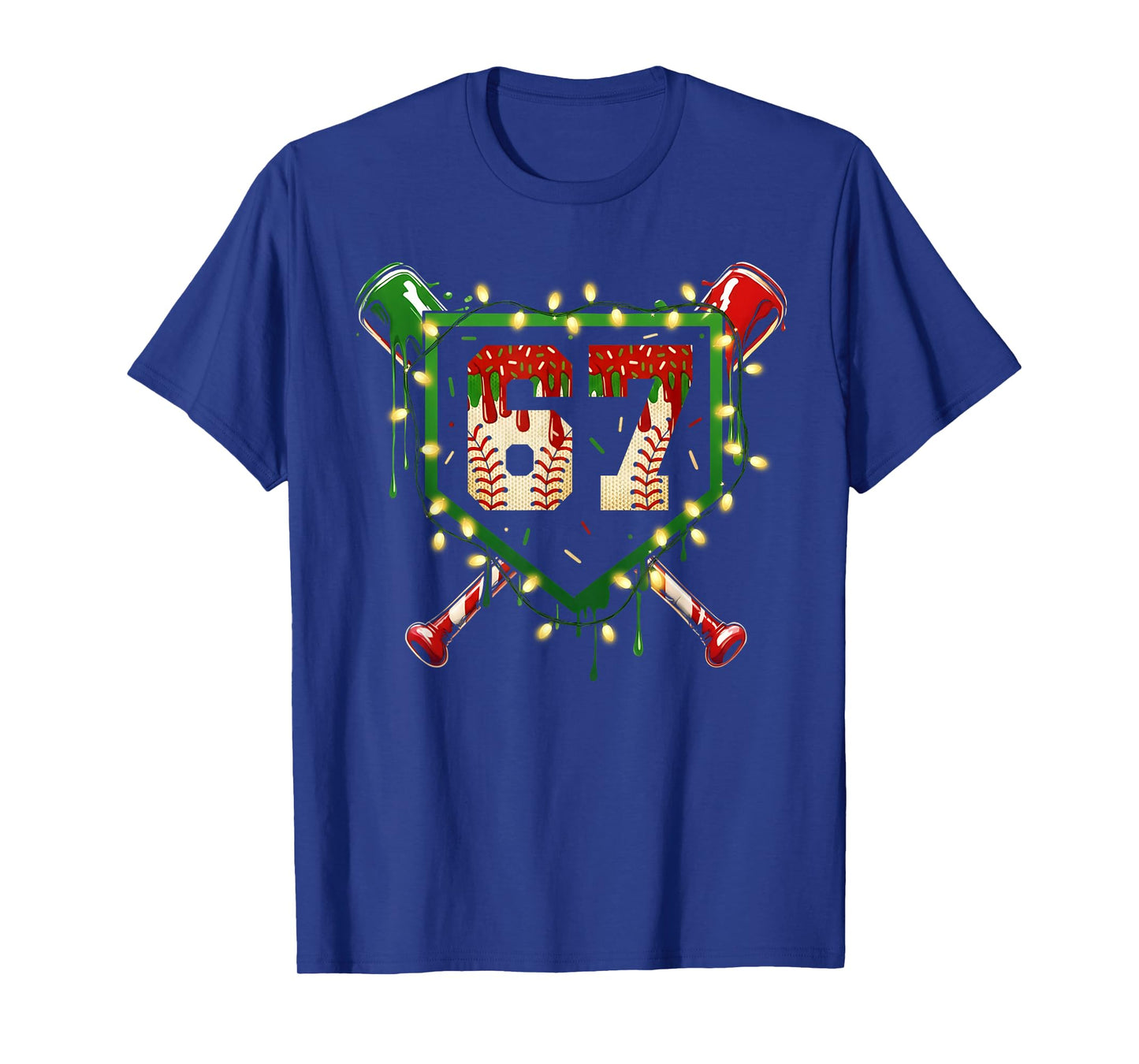 Funny Meme 67 Christmas Baseball Ice Cream Men Boy Xmas T-Shirt