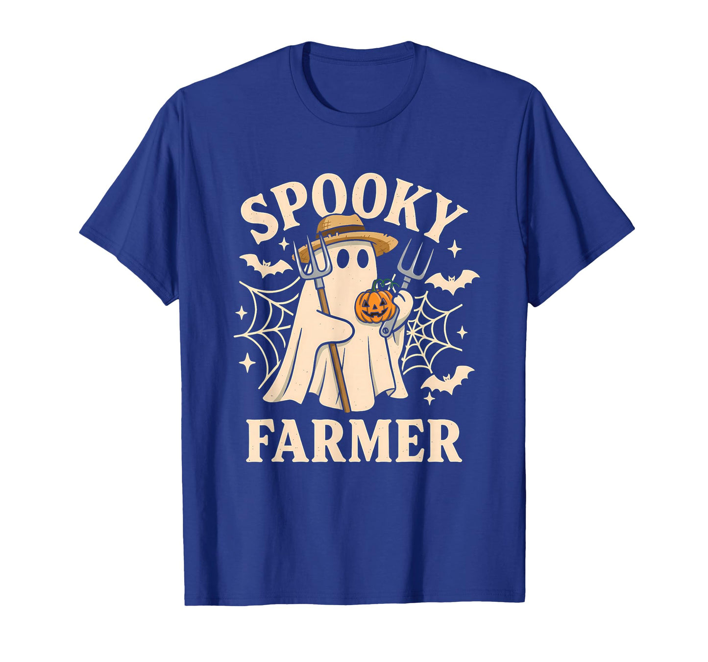 Spooky Farmer Costume Funny Ghost Halloween Pumpkin T-Shirt