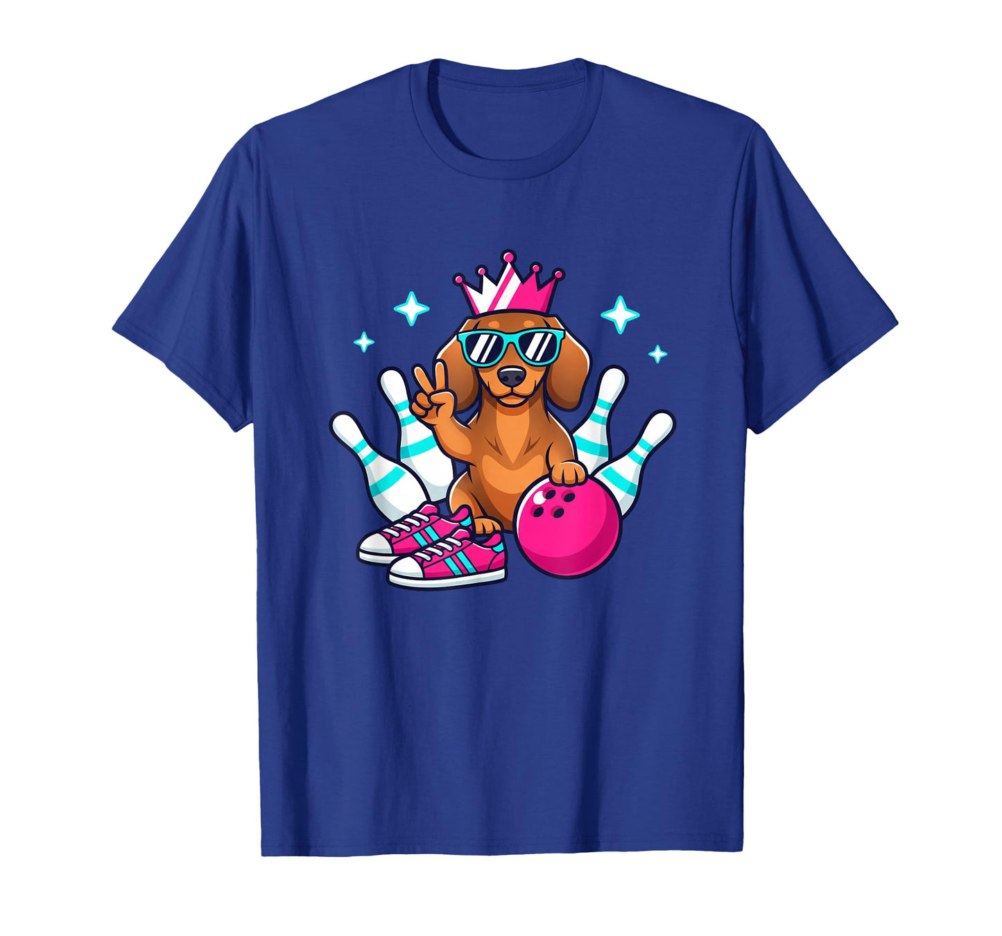 Dog Bowling Dachshund King, Funny Bowling Dog Design T-Shirt