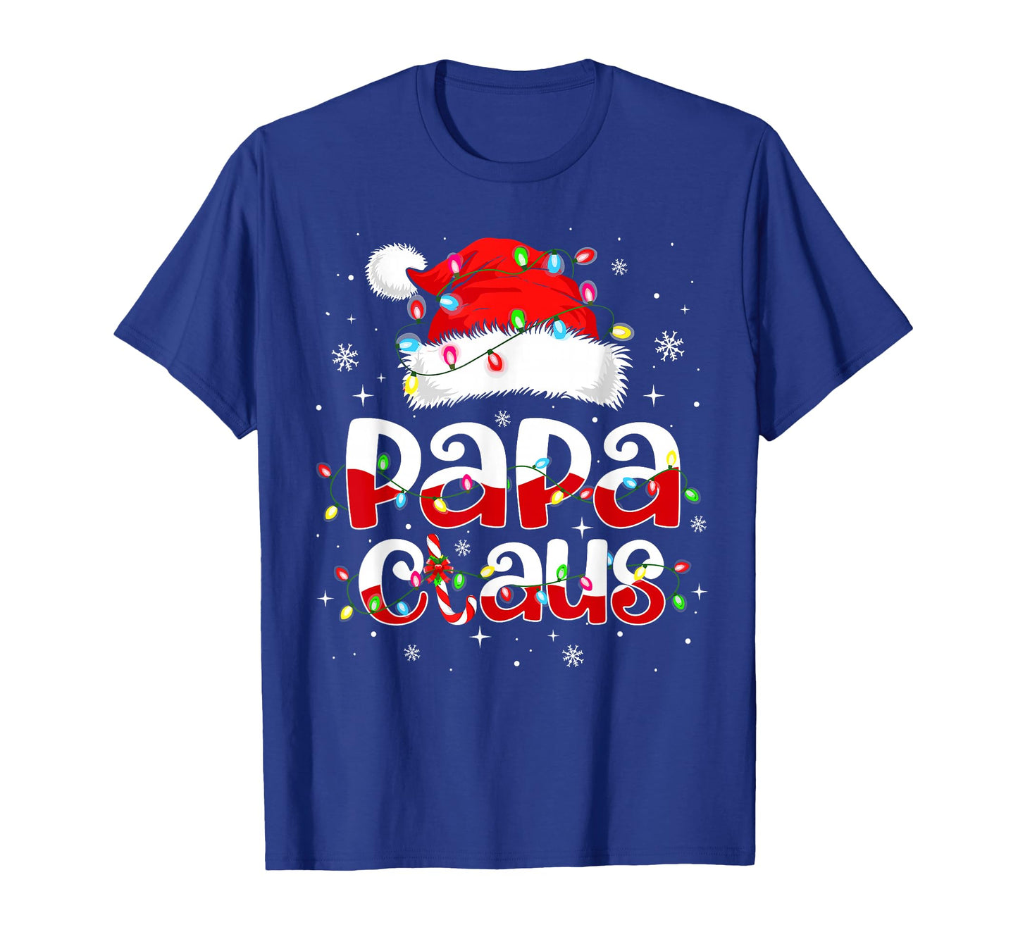 Papa Claus Funny Christmas Lights Pajama Family Matching T-Shirt