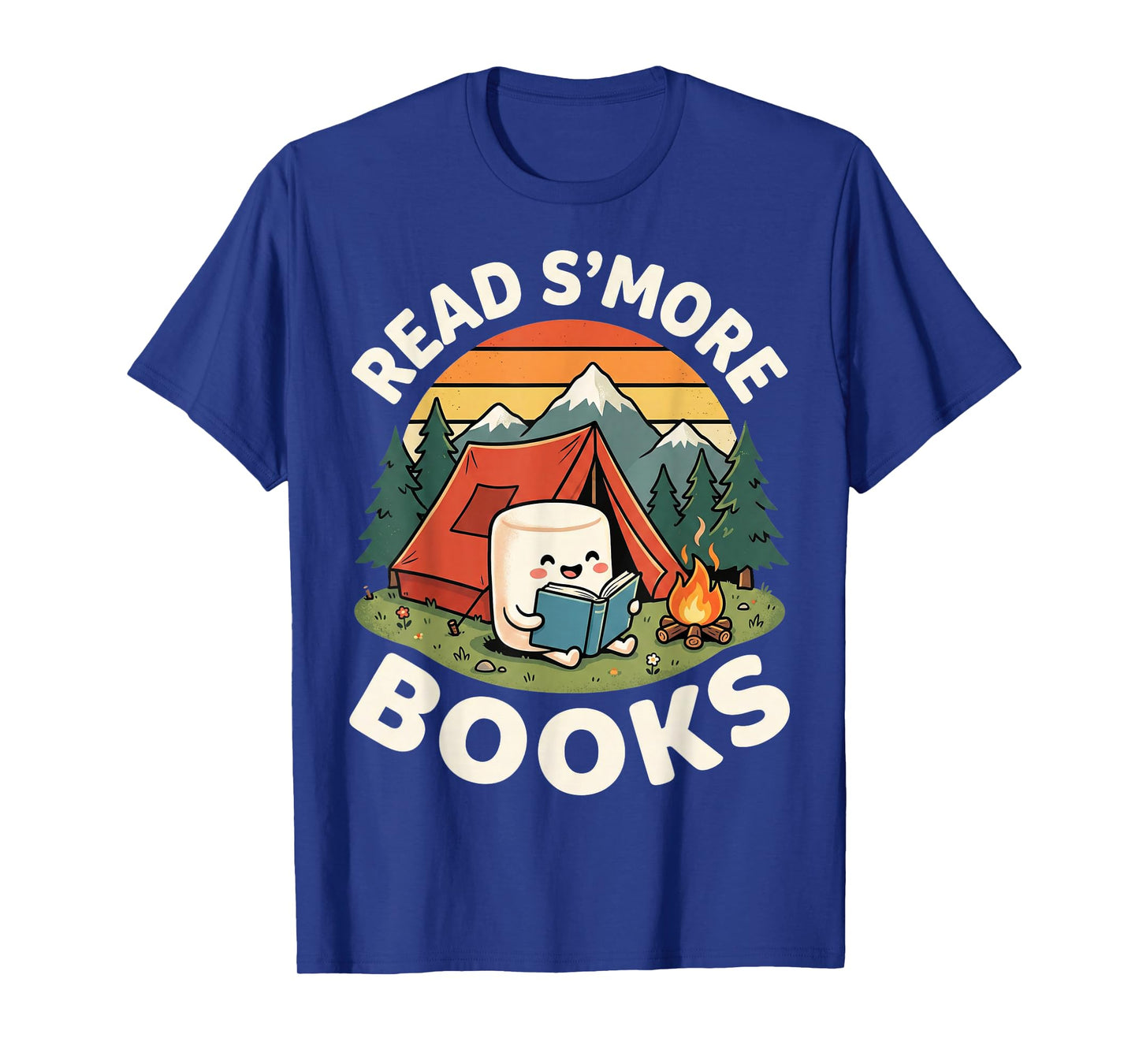 Read S'More Books Cute Marshmallow Camping Reading Pun T-Shirt