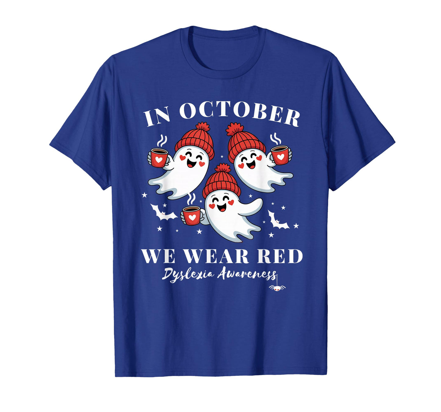 in October we wear red Dyslexia Awareness Halloween Ghost T-Shirt