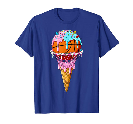 Basketball Hoop Ice Cream Drip Sport Player Boys Girls Youth T-Shirt