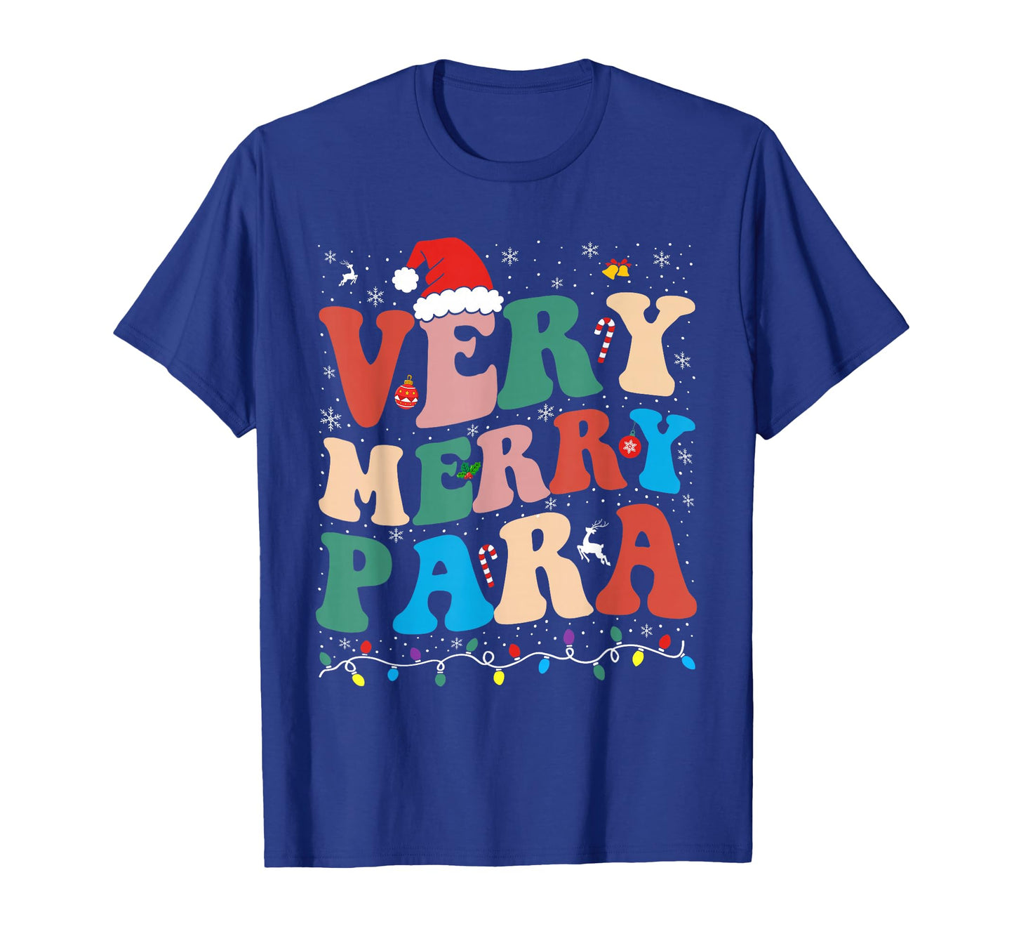 Very Merry para Christmas Lights Santa Family Holiday T-Shirt