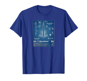 SR-71 Black Bird Blueprint Technical Schematic - Aviation T-Shirt