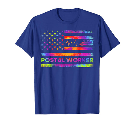Postal Worker Tie Dye Proud Mail Carrier Mail Lady Patriotic T-Shirt