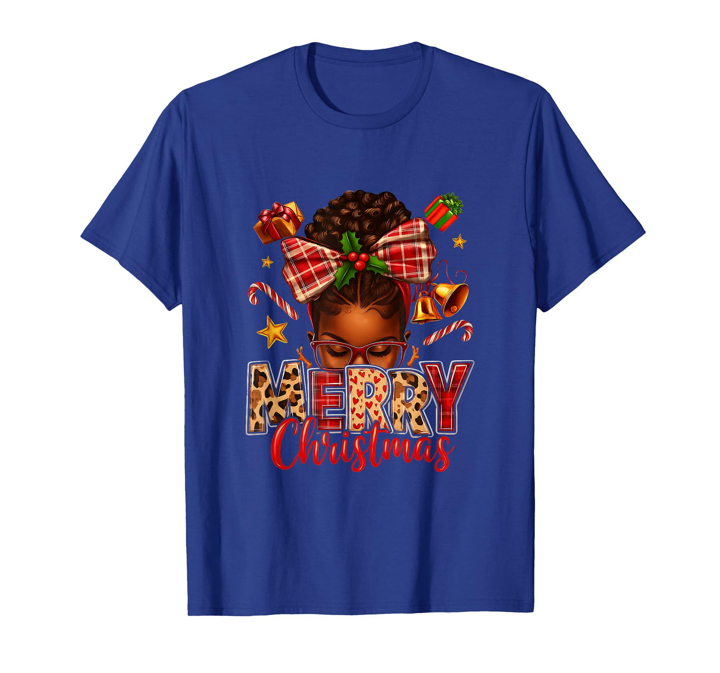 American Melanin Afro Sleigh Queen Christmas African T-Shirt