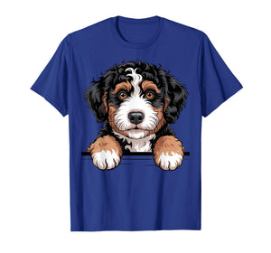 Bernedoodle Funny Peeking Pocket Berner Doodle Dog Lover T-Shirt