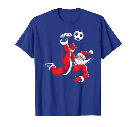 Santa Playing Soccer Ball Sports Christmas Soccer Player T-Shirt