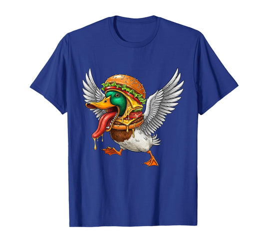 Funny Halloween Screaming Duck Cheeseburger Monster T-Shirt