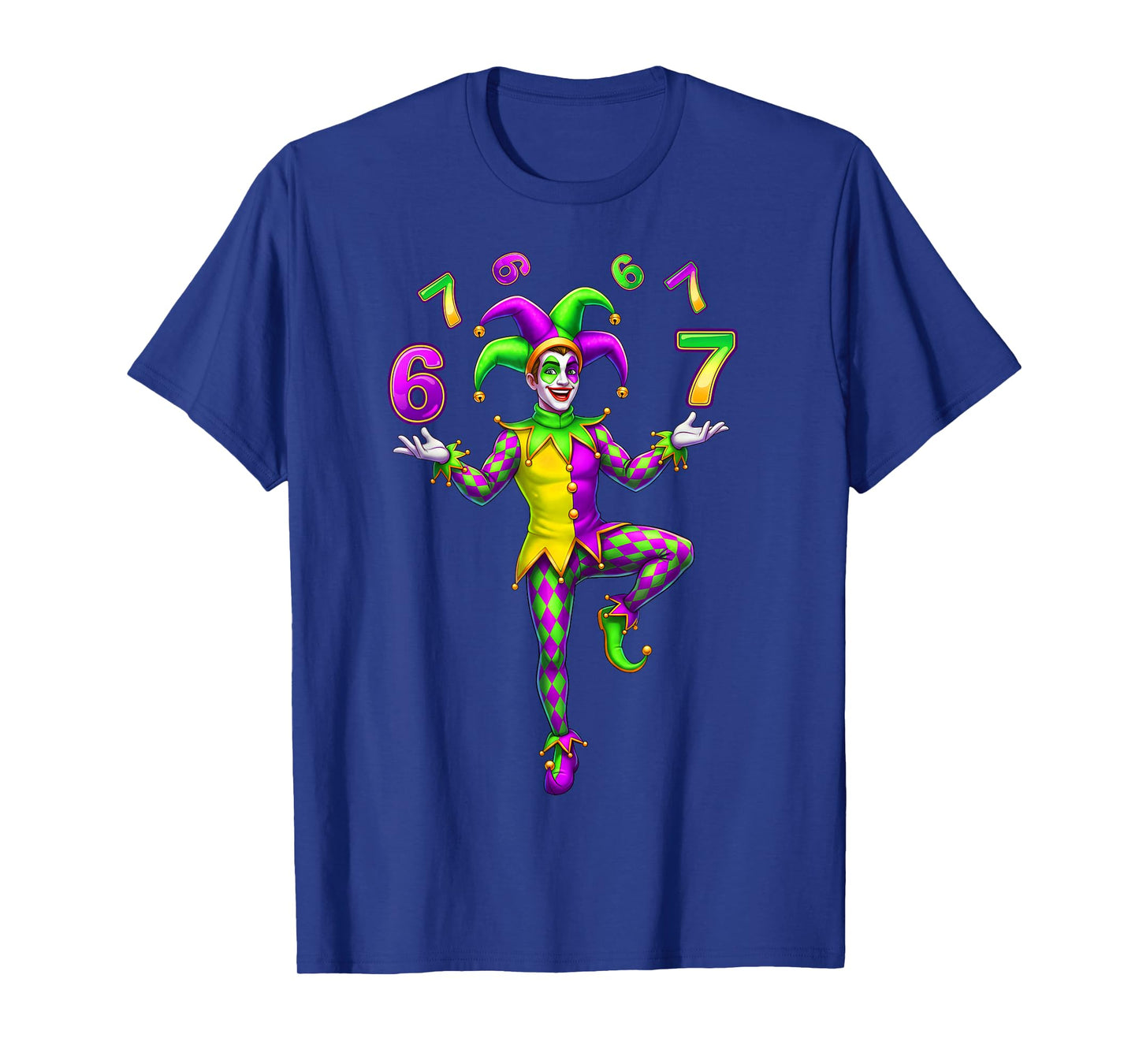 Six Seven Mardi Gras Jester 6 7 Meme Carnival Party 67 Kids T-Shirt