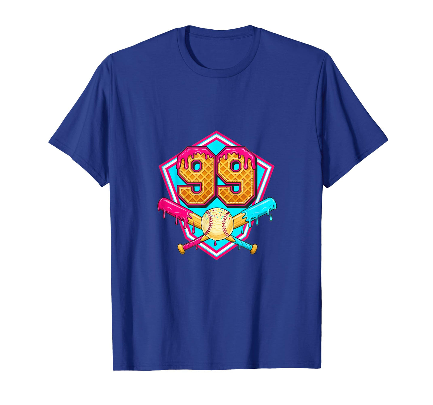 Baseball Drip Jersey Number 99 for Players & 99th Birthday T-Shirt
