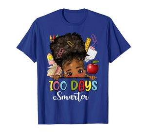 100 Days Smarter Messy Bun Hair 100 Days of School Afro Girl T-Shirt