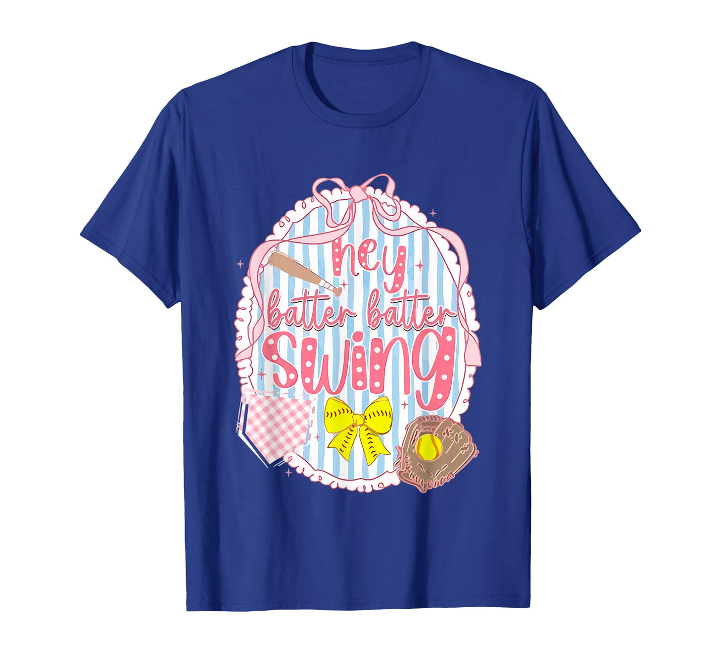 Coquette Bow Hey Batter Batter Swing Game Day Softball Girly T-Shirt