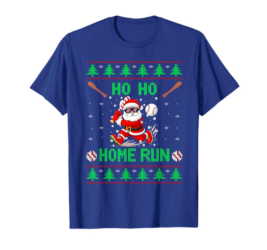 Ho Ho Home Run Baseball Christmas Santa Ugly Xmas Pajamas PJ T-Shirt