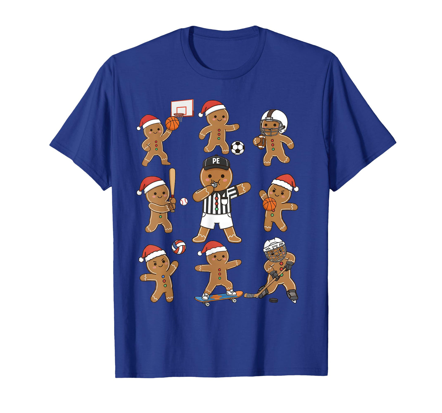 PE Teacher Gingerbread Man Playing Sports Physical Education T-Shirt