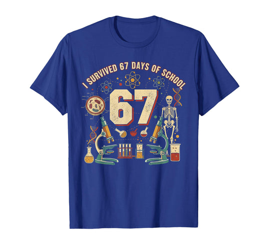 I Survived 67 Days of School Biology 67 Meme Science Teacher T-Shirt