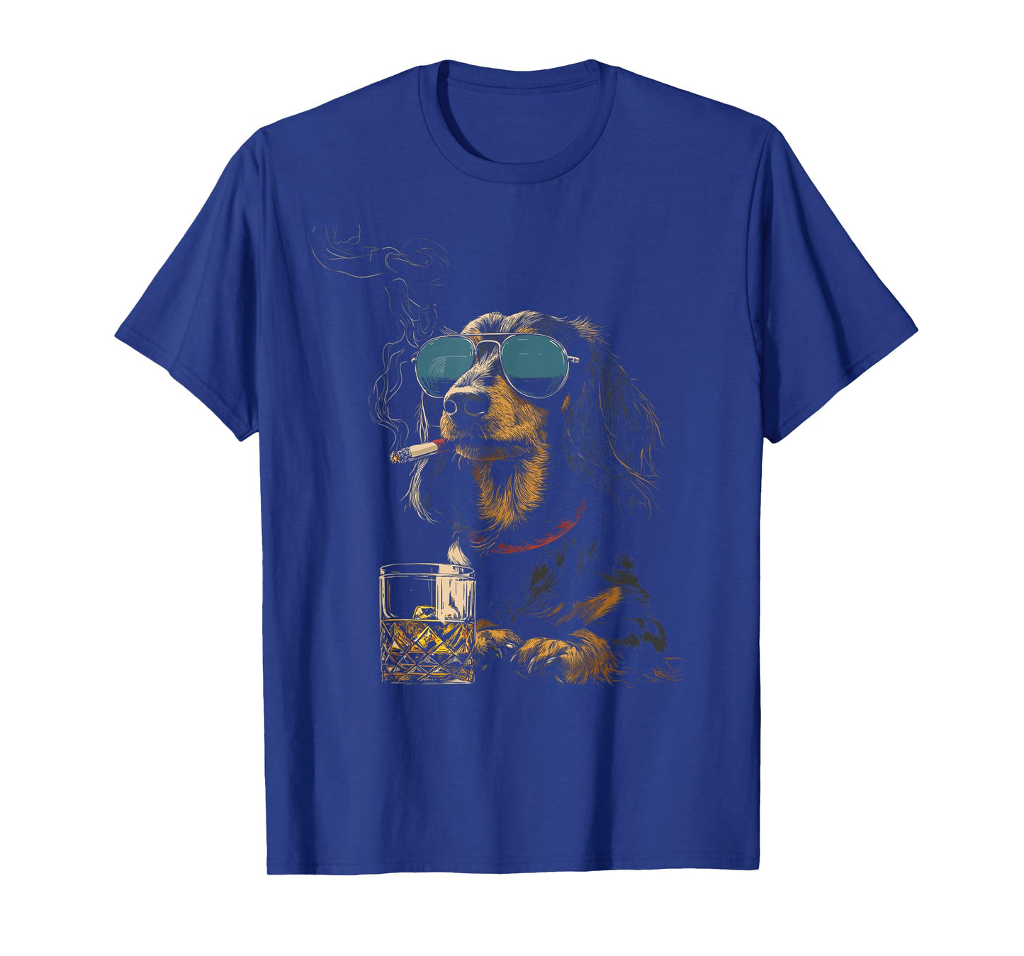 Dachshund Smoking Cigarette Whisky Lover Funny Wiener Dog T-Shirt